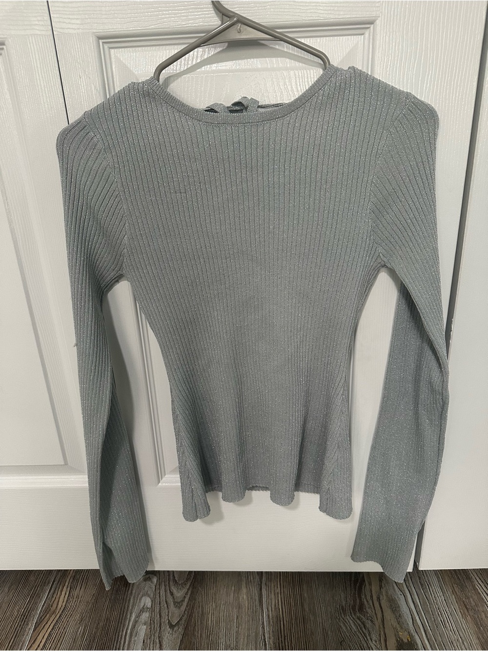 PrettyLittleThing Gray Ribbed Long Sleeve Top